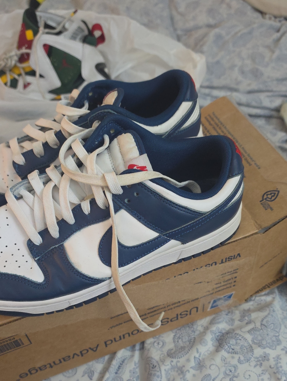 Nike Men’s Navy & White Low-Top Sneakers with Red Accent